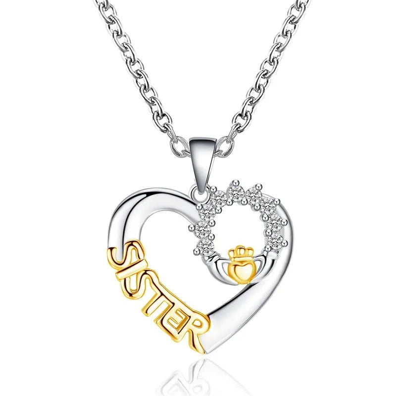 Exquisite Zircon Heart Women's Necklace Simple Romantic Crystal Pendant Gold Silver Color Clavicle Chain Wedding Jewelry 2021