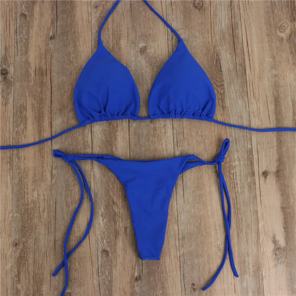 Women Biknis Set Femal Solid Thin Swimsuits Sexy Flexable Bathing Suits